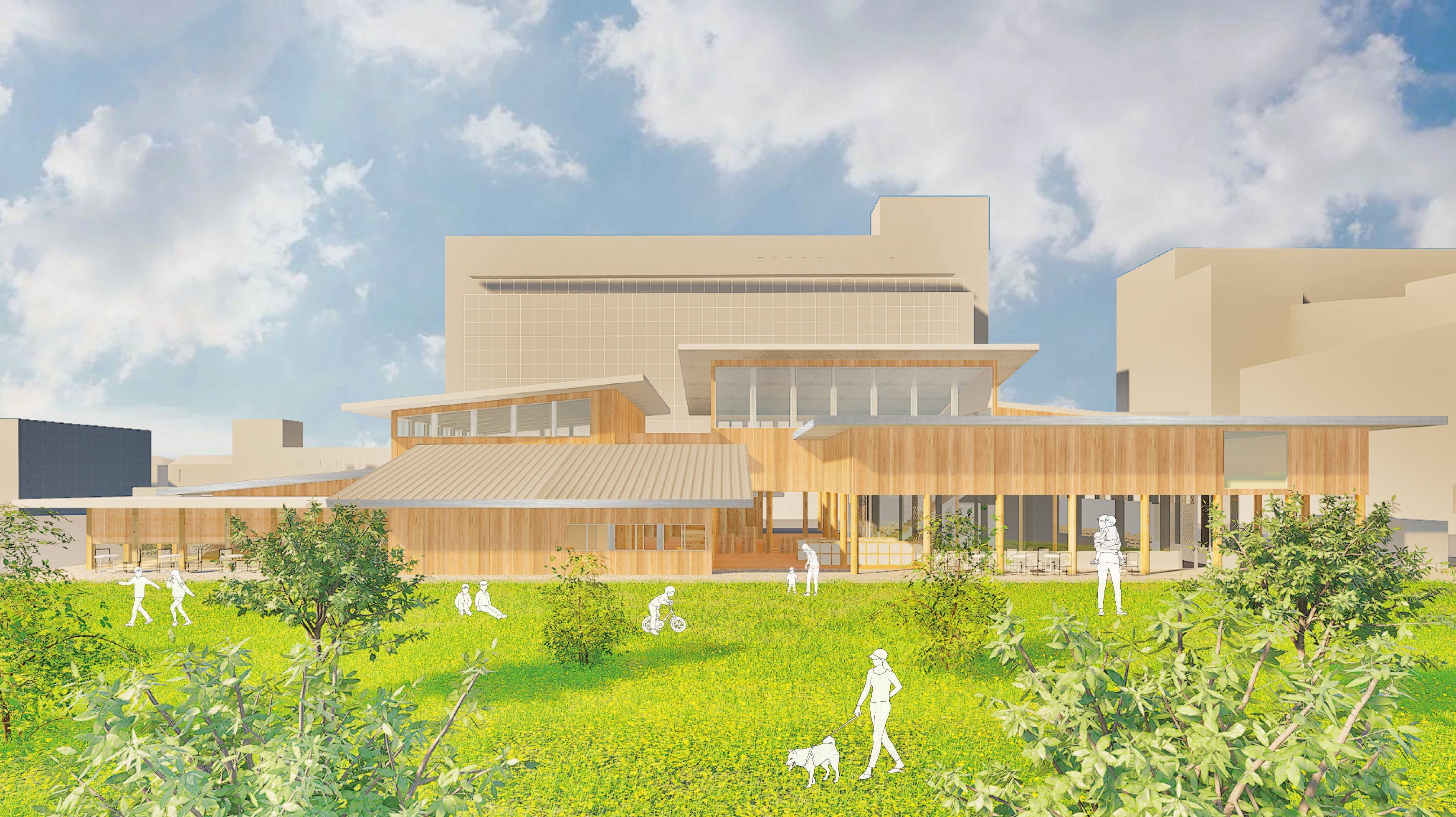 西東京市保谷庁舎敷地活用事業で新設するあそび場施設のパース